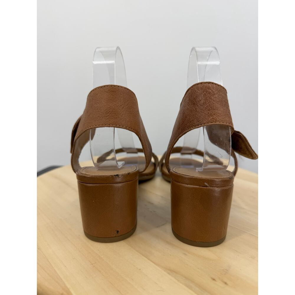 Franco Sarto Womens Block Heel Sandals Size 9.5 Snake Brown Leather Casual - Picture 5 of 10